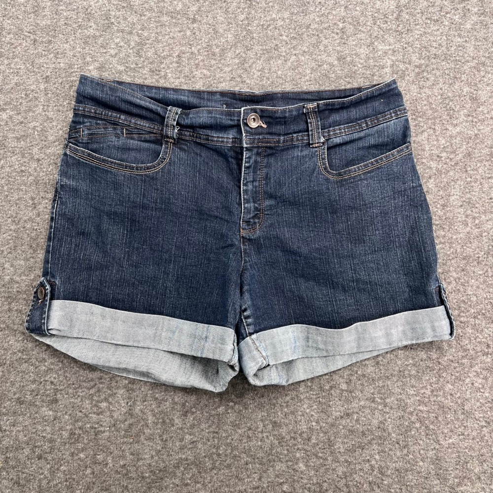 Missy Senora Courant Womens Size 12 Dark Wash Cuffed Stretch Denim Shorts 4594